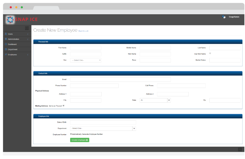 Snap ICE Web Portal Screenshot